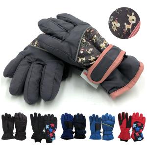 キッズ スキー手袋 スキーグローブ 5本指 女の子