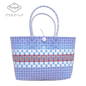 プラカゴバッグ〜フラワーデザイン〜《S/レッド＆ブルー》 : 地球雑貨