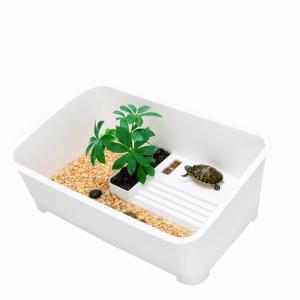 亀の水槽 カメ水槽 カメ飼育ケース 亀水槽 カメボックス タートルタンク 一体成型 日向ぼっこ台 階段 エサ皿 DIYコーナー 大きい 大型 送料無料 中サイズ