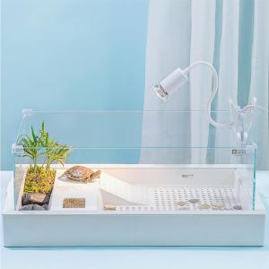 亀の水槽 ガラス タートルタンク 大きい 亀 広い 飼育ケース カメの家 見やすい オープン型 水替え便利 沈殿 パーツ分解  ズレにくい さりげなくインテリア