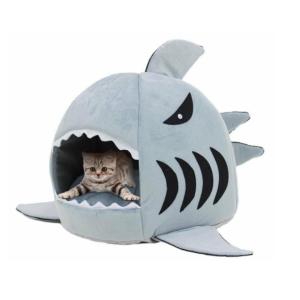 ペット ハウス サメ型 鮫型 犬 猫用 ベッド ペットベッド ドーム型 ソファ 室内用 マット付き ...