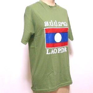 Tシャツ（メンズS・レディースL) ラオス国旗2 ☆ クリックポスト可｜panpara