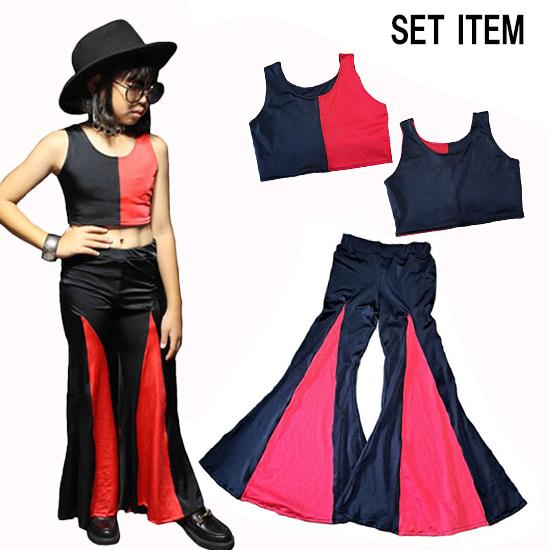 リバーシブルショートタンク&amp;カラーフレアパンツSETUP　サイズ120.130.140.150.16...