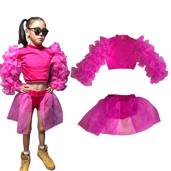 フリフリボリューム袖トップス&amp;オーガンジー付きショートパンツセット　サイズ100.110.120.1...