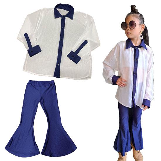 シフォン長袖シャツ&amp;ぴったりフレアパンツセット　サイズ120.130.140.150.160(M)....