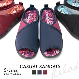 サンダル レディース ミュール 軽量 軽い 花柄 ストレッチ パンジー pansy 6665