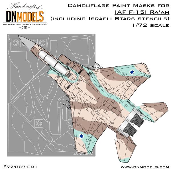 DNモデル 72/827-021 1/72 IAF F-15i Ra'am用迷彩塗装マスク + スタ...
