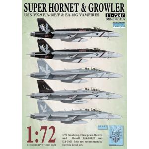 DXMデカール 11-7247 1/72 アメリカ海軍 F/A-18E/F &amp; EA-18G VX-9 ヴァンパイアーズ カルトグラフ製デカール