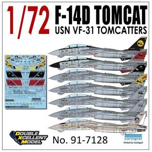 DXMデカール 91-7128 1/72 USN F-14D トムキャット VF-31 "Tomcatters"｜ホビーショップ パンツァーレーア