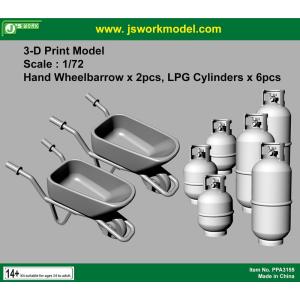 J's Work PPA3155 1/72 3Dプリント 手押し車(2個)・LPGシリンダー(6個)｜panzerlehr