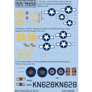 キッツワールド KW144048  1/144 ダコタ C-47-DC-3 デカールセット