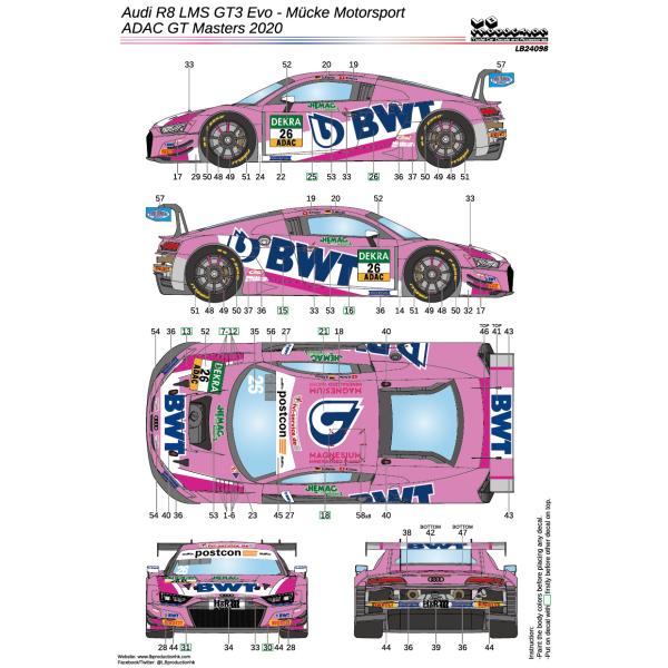 LBプロダクション 24098 1/24 アウディ R8 LMS GT3 Evo - ミュッケ・モー...