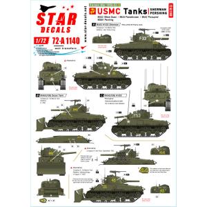 スターデカール 72-A1140 1/72  朝鮮戦争＃1 アメリカ海兵隊 シャーマンとパーシング M4A3(105)ドーザー戦車/M4A3火炎放射戦車/M26A1｜panzerlehr