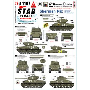 スターデカール 72-A1167 1/72 アメリカ第6機甲師団 # 1シャーマン ミックスM4 コ...