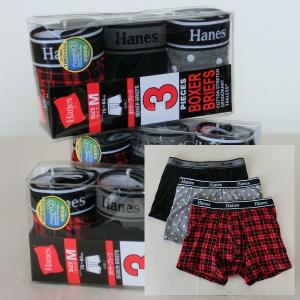 【 M 】 Hanes ヘインズ　ボクサー　９枚セット（３パッケージ）　0766　抗菌防臭　綿混　黒・チェック・ドット　お買得　HM6EV701S C/#２｜paostore