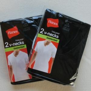 【M/L】４枚　Hanesヘインズ V首 アンダーシャツTシャツ ２パッケージ黒 4枚   HBJ1-004N　 0831｜paostore