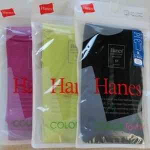 HanesヘインズラウンドネックTシャツ３枚セット HW1-102　M/L　1416あ・か 黒・緑・ラズベリー｜paostore