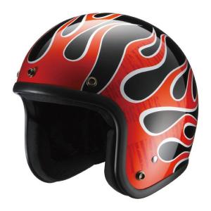 RIDEZ ビッグサイズ ジェットヘルメット LX FLAMEZ BLACK/RED XLサイズ｜papa-mart