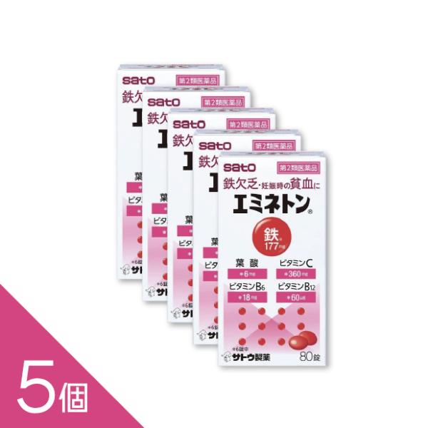 【5個】『エミネトン 80錠』貧血 フマル酸第一鉄・ビタミンB12配合 増血薬 【第2類医薬品】