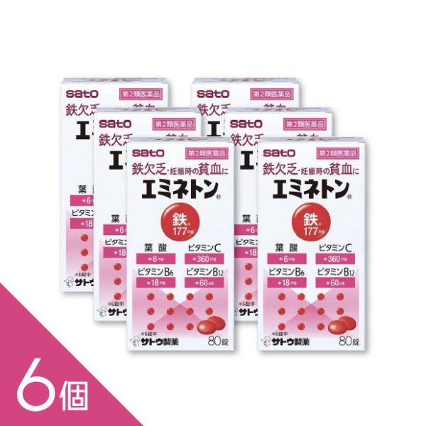 【6個】『エミネトン 80錠』貧血 フマル酸第一鉄・ビタミンB12配合 増血薬 【第2類医薬品】
