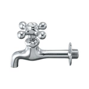 蛇口 カラー胴長横水栓（クロム） ガーデニング 屋外