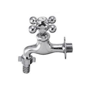 単水栓 庭用蛇口 カラーカップリング付き横水栓（クロム）