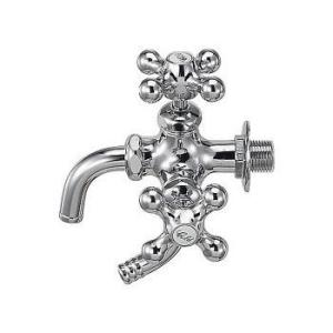 単水栓 二口 2口 蛇口 カラー万能ホーム双口水栓（クロム）