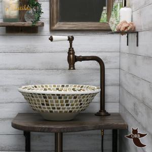 爆発的人気超お買い得 A 217 モザイクタイル洗面ボウル アズーロ Sサイズ 排水金具付 トイレ 洗面所 おしゃれ 手洗器 美濃焼 磁器製 注目の福袋をピックアップ