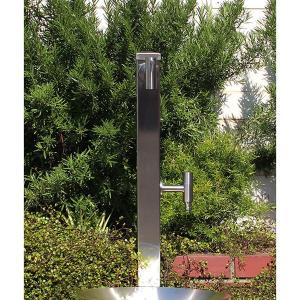fusion ステンレス・ガーデン水栓（ロング・ショート） 角型水栓柱（分水孔付き）セット 便利なタケノコ金具付属｜papasalada