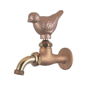 ガーデン蛇口 万能ホーム胴長水栓 スズメ アニマルハンドル