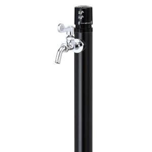 水栓柱 寒冷地仕様立水栓 ワンプッシュ不凍水栓柱 ブラック（呼び長さ：1.5m）｜papasalada