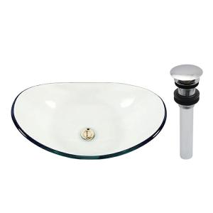 展示品 強化ガラス製 手洗い ボウル 縞模様 φ420×140mm 手洗い器 ガラス製手洗器 洗面ボール（Lサイズ φ420×H145）プッシュ式排水金具