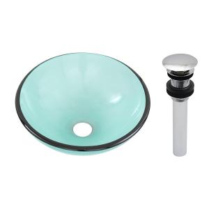 ガラス製手洗器 オーバル型洗面ボール（W540×D350×H150）プッシュ式