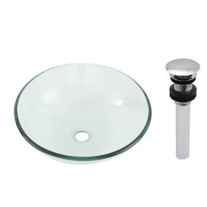 ガラス製手洗器 オーバル型洗面ボール（W540×D350×H150）プッシュ式