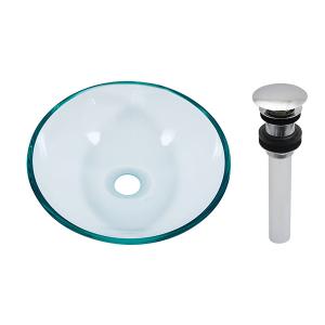 ガラス 洗面ボウル 手洗器 クリアブルー（SSサイズ φ 300×100 