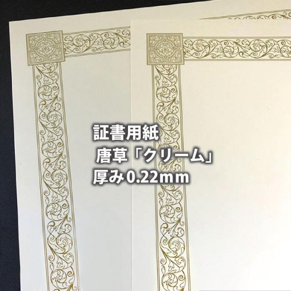 賞状用紙 証書用紙 唐草 クリーム A4サイズ：100枚 表彰状 賞状印刷用紙 印刷紙 印刷用紙