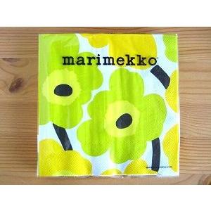 マリメッコ/Marimekko/ペーパーナプキン/16)ウニッコ Unikko/白×黄緑｜papernapkins