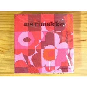 マリメッコ/Marimekko/ペーパーナプキン/62)ウニッコ Unikko/Mini-Ruutu/橙｜papernapkins