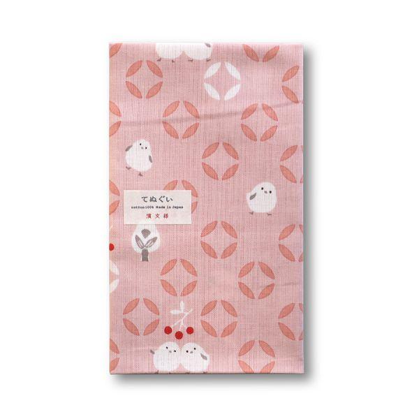 濱文様　捺染てぬぐい　手拭い　シマエナガ七宝　ポスト投函配送対応