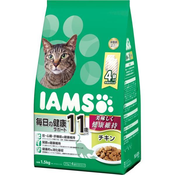 猫ドライフード 2019 アイムス 11歳以上用 毎日の健康サポート チキン 1.5kg×6袋（9k...