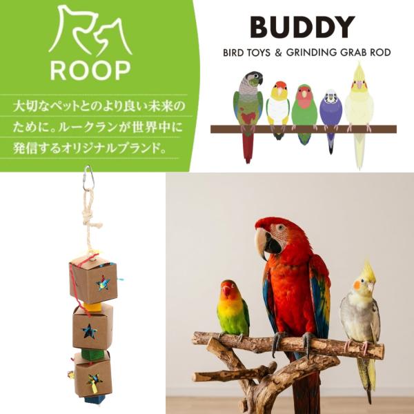 ルークラン ROOP バディ トリプルボックス 鳥用おもちゃ 紙箱 365×53×53mm パインウ...