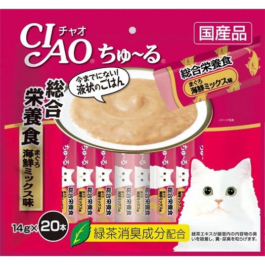 猫用おやつ 6005 いなばペットフード CIAO ちゅ〜る 総合栄養食 まぐろ 海鮮ミックス味 1...