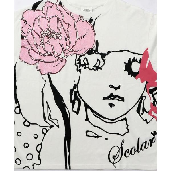 Tシャツ 新作 ScoLar スカラー 142706 Re:花飾りをした女の子 ラメプリントTシャツ...