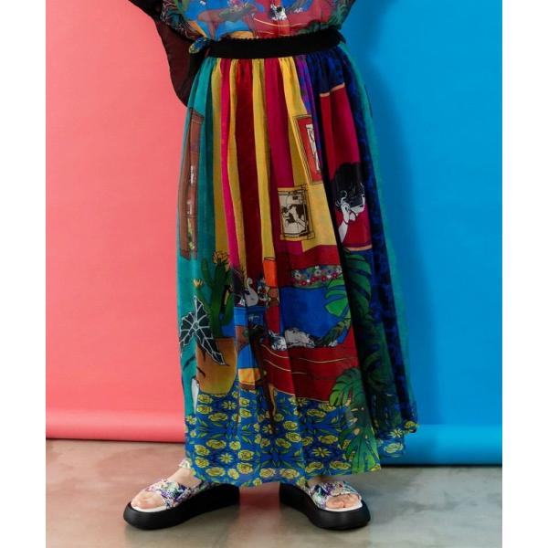 スカート SALE ScoLar スカラー 152682 スカラールーム柄 オーガンジースカート ボ...