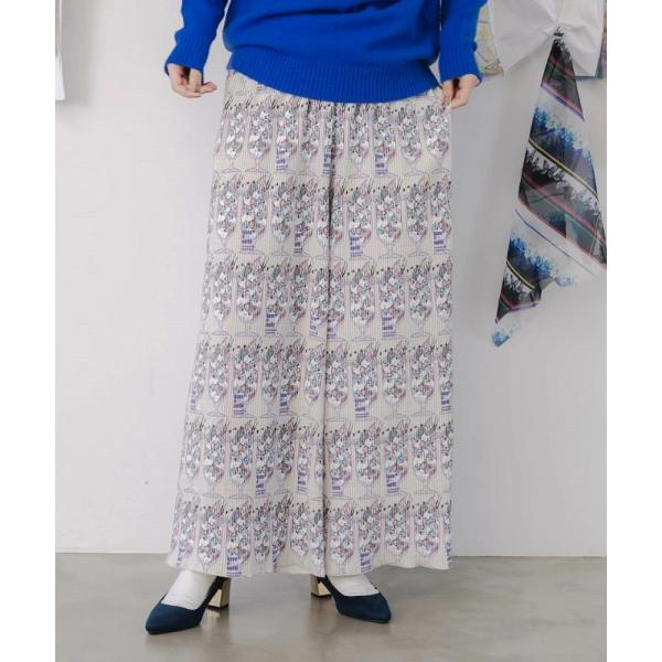 パンツ SALE ScoLar スカラー 153639 ネコパフェ・蝶柄 ベロアプリーツパンツ ボト...