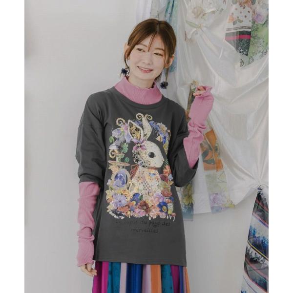 Tシャツ SALE ScoLar スカラー 153670 不思議の国のうさぎレイヤード風ロンT トッ...