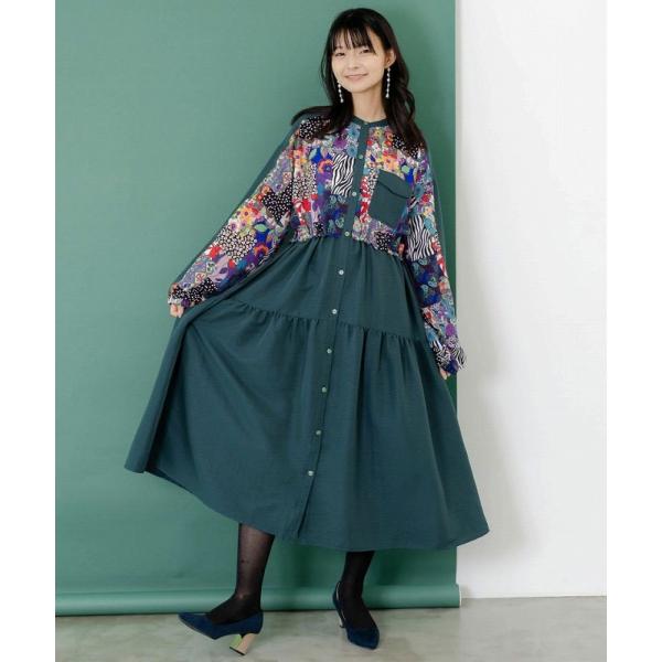 ワンピース SALE ScoLar スカラー 153679 総柄ワッシャーティアードシャツワンピース...