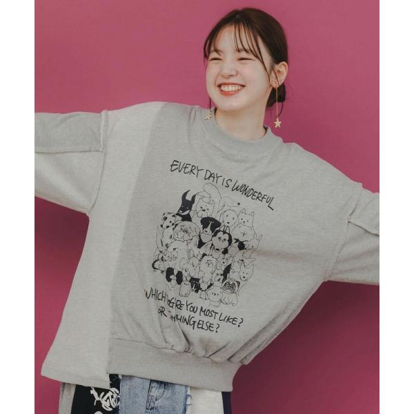 トップス 新作 ScoLar スカラー 153742 毎日がわんダフル柄アシメプルオーバー カジュア...