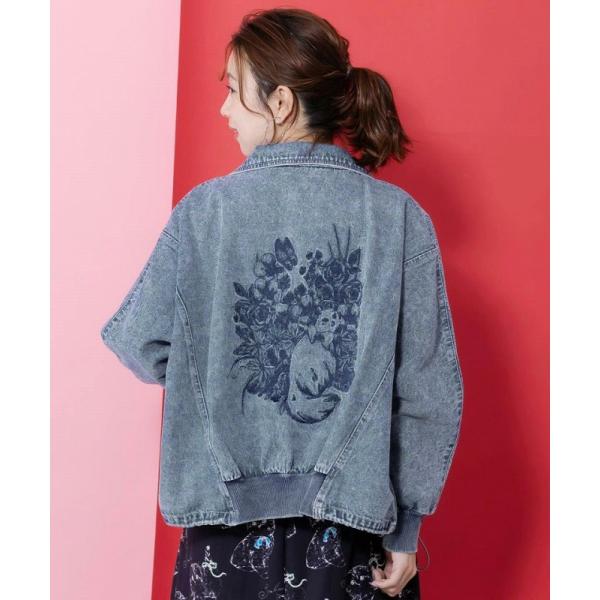 アウター 新作 ScoLar スカラー 161614 ヴィンテージ風ネコ刺繍デニムジャケット 羽織り...