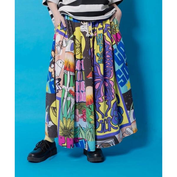 スカート 新作 ScoLar スカラー 161641 蝶々とキノコのコラージュ柄スカート ボトムス ...